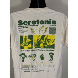 Dravus Seratonin Graphic T-Shirt Men's Large White Science Nature Print